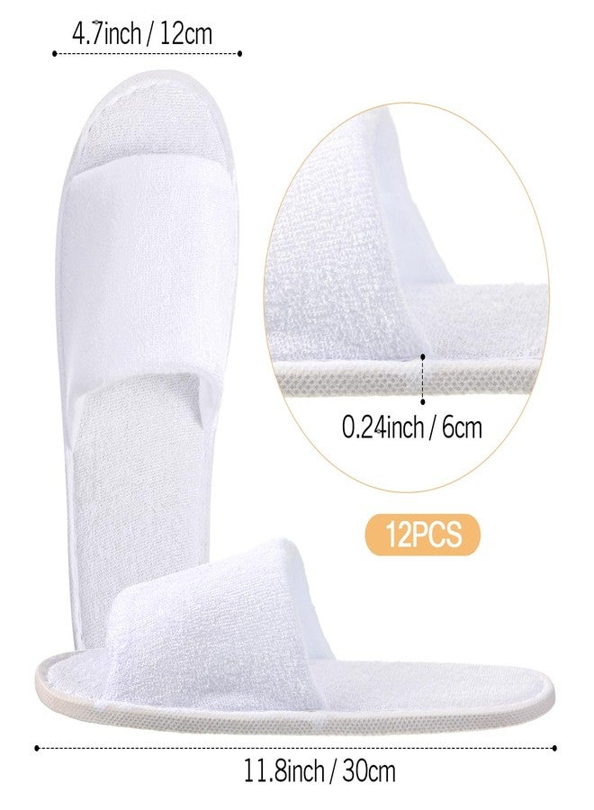 Silicherry 12 Pairs House Slippers for Guests Disposable Open Toe Spa Slippers Unisex Travel Slipper Bulk for Halloween Christmas Wedding Party(White,L) - Image 2